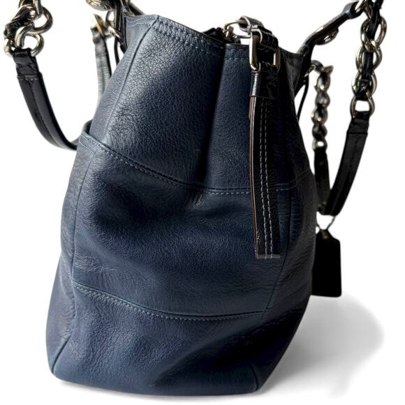 COACH 14111 Navy Blue Leather Madison Tribeca East West Tote Bag - Picture 6 of 11